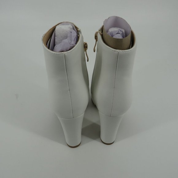 IDIFU Women's White Ankle Boots Pointed Toe Block Heel Size 5 NIB - Picture 4 of 6